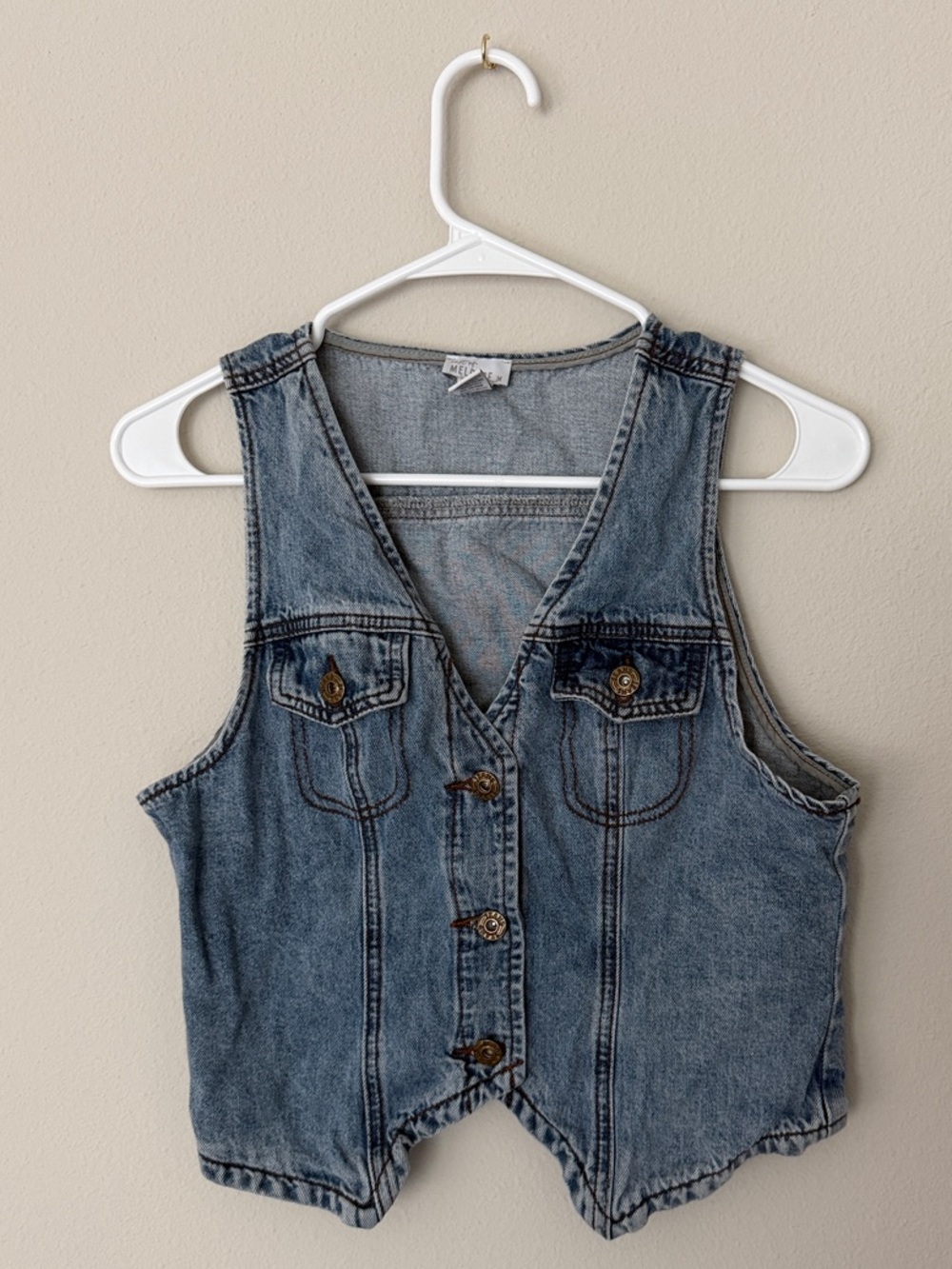 West Of Melrose Denim Vest in light wash
